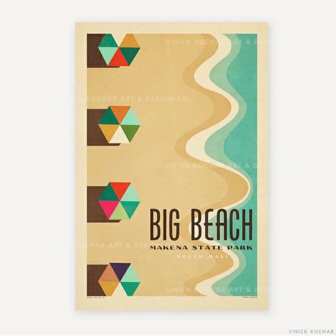 ニックカッチャー ハワイトラベルプリント Big Beach, Makena Maui