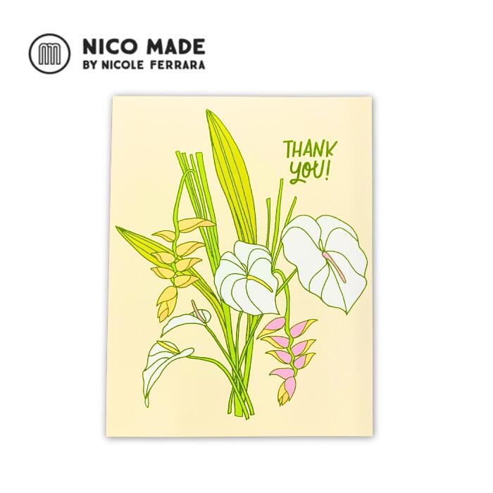 ニコメイド メッセージカード Thanks Angie Bouquet 【NICO MADE ハワイ アート グリーディングカード ポストカード 南国 ハワイア...