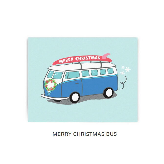 ニコメイド メッセージカード Merry Chismas Bus 【NICO MADE ハワイ アート グリーディングカード ポストカード 南国 ハワイアンアー...