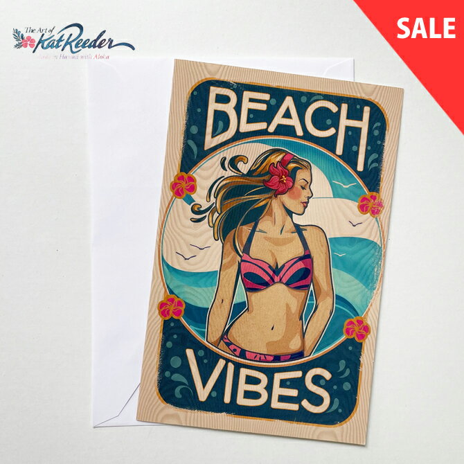 【SALE】カットリーダー メッセージカード Beach Vibes【Kat Reeder ハワイ アート グリーディングカード ポストカード 南国 ハワイアン...