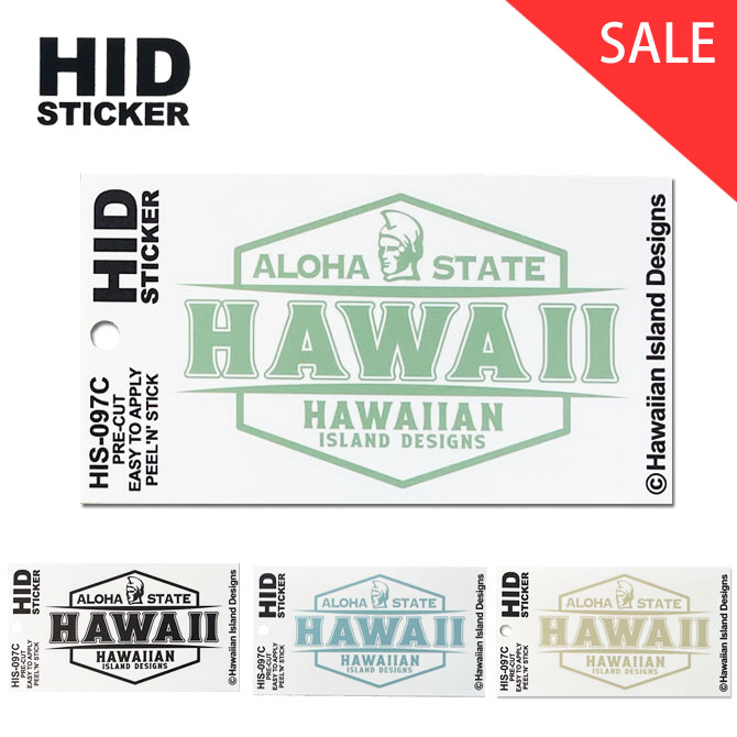 HID ハワイアン アイランドステッカー HAWAII　カメハメハ【ハワイ ステッカー 防水 ハワイアン雑貨 人気 ブランド お店 スマホ 車 カスタム お土産　クリア ハワイアン ロゴ イラスト 】