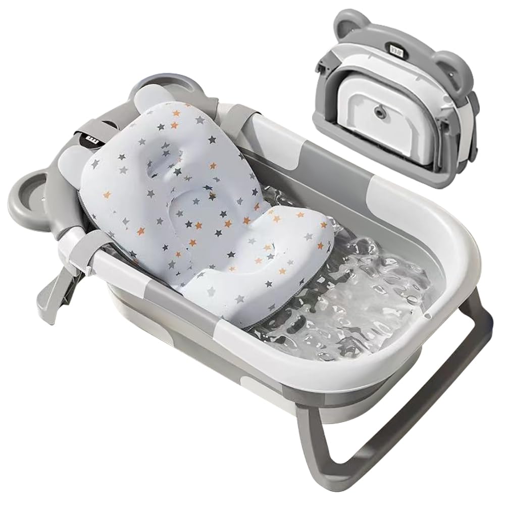 ZOOBLY ベビーバス 折りたたみ クッションセット 湯温計付き 収納便利 赤ちゃん お風呂 沐浴 バスチェ..