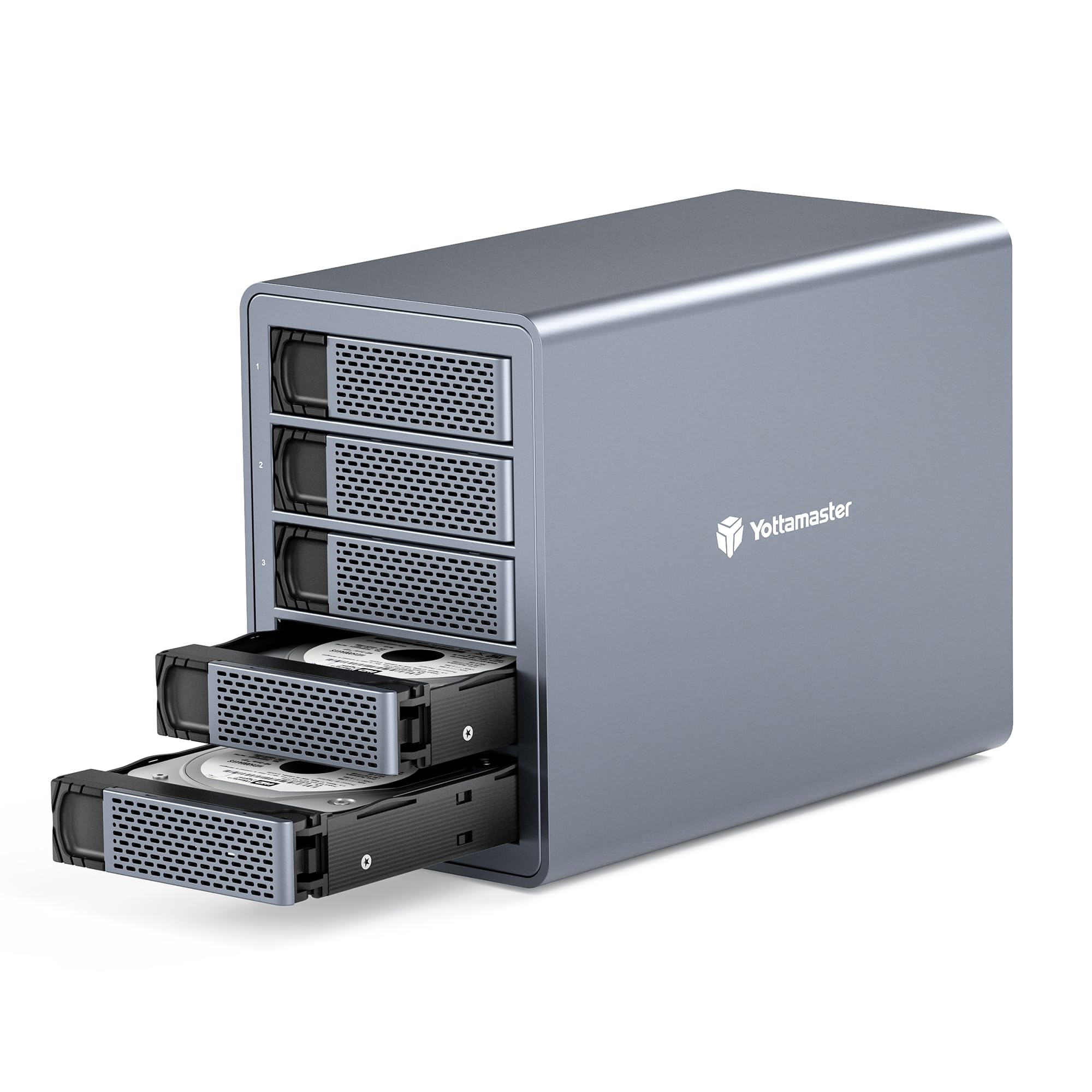 Yottamaster 5ベイ HDDケース 3.5/2.5インチ SATA HDD/SSD対応 最大24TB×5 USB 3.0接続 中小企業向け 大容量 外付けHDDケース アルミ製 グレー[FS5U3]