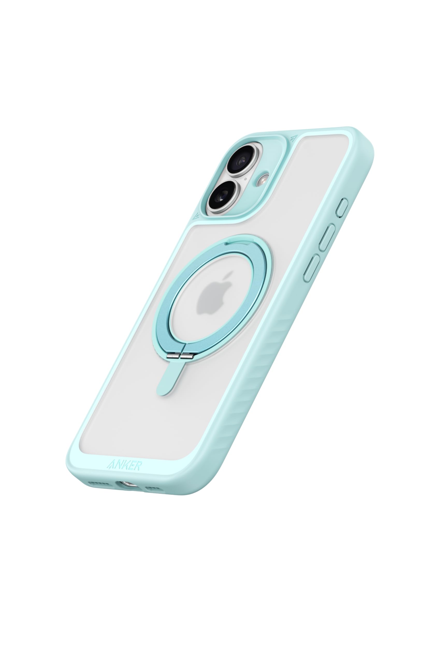 Anker MagGo Magnetic Case (360°リングスタンド, iPhone 16用) ミントブルー MagSafe対応 リングスタ..