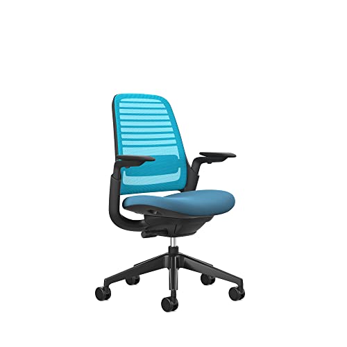 【日本正規輸入品】メーカー組立完成品 スチールケース(Steelcase) オフィスチェア Series1 シリーズ1 背: Blue Jay 3D Microknit 座: Blue Jay 5S21 フレーム: Black ブラック 435A00