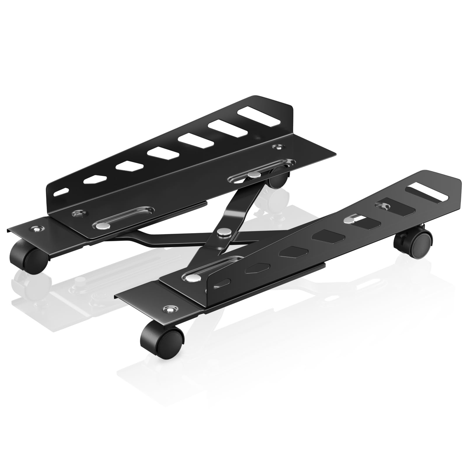 AGPTEK CPUスタンド キャスター付き台車 PCカート 側板付き 移動可能 横幅と奥行きの調節可能 デスクト..