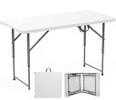 NIJOSTORE 折りたたみテーブル ダイニングテーブル キャンプテーブル 作業テーブル 122x60x74cm 手提げ式 2段階高さ調整 頑丈構造 コンパクト収納 お庭バーベキュー アウトドア用 (長さ120cm)