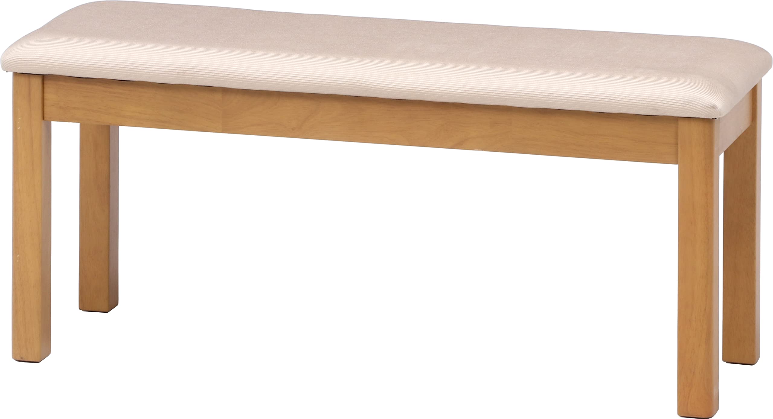 不二貿易 ダイニングベンチ 2人掛け 幅95×奥行35×高さ43cm ナチュラル 天然木 ファブリック 床に傷がつ..