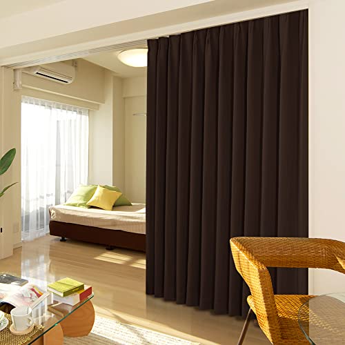 Deconovo 1級遮光カーテン 幅200cm丈230cm 2枚入 仕切り 防寒 幅広い 形状記憶加工 北欧 ドレープカーテン おしゃれ UVカット 断熱 節電対策 昼夜目隠し チョコレート