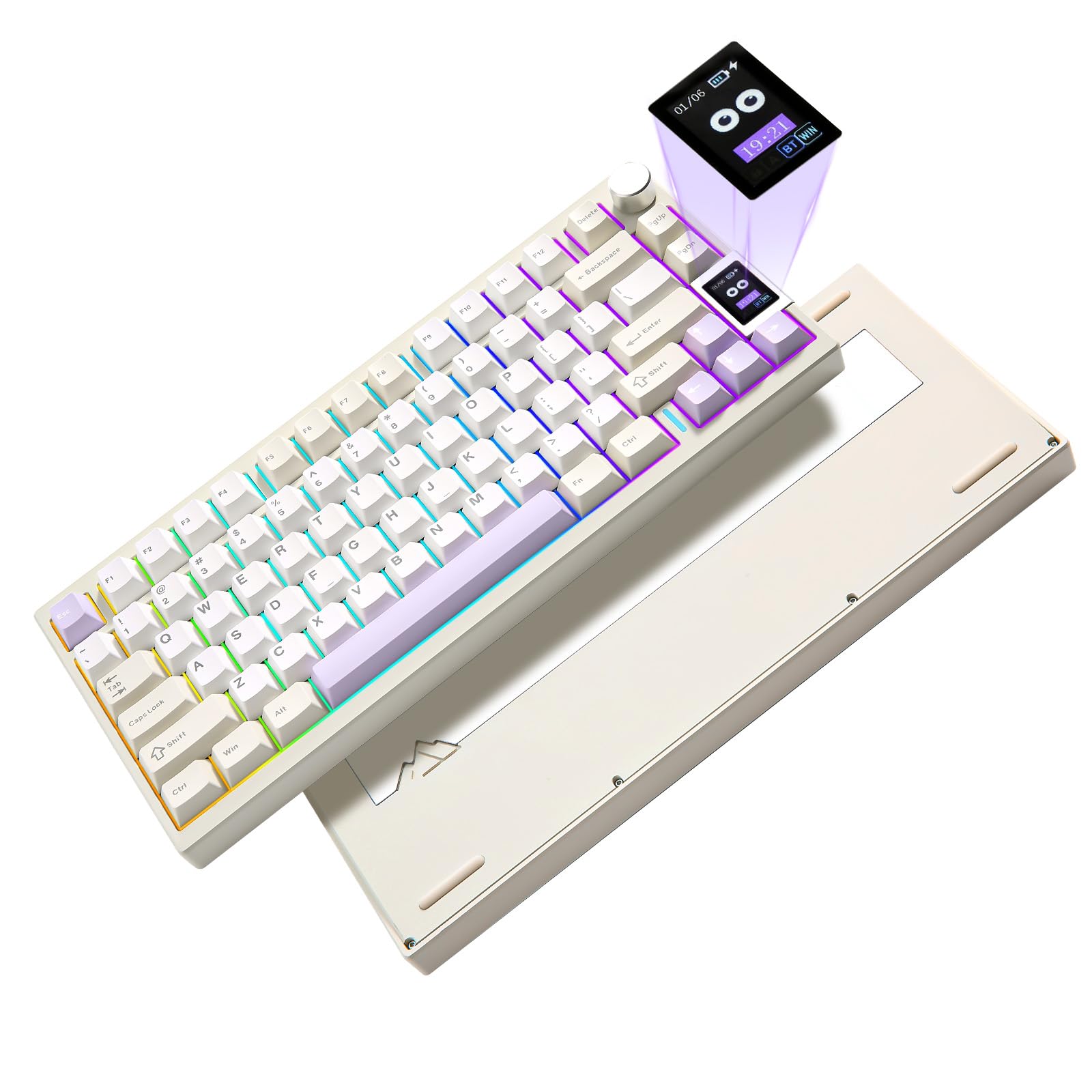 楽天SelectSHOP 岐阜 楽天市場店YUNZII AL80 メカニカルキーボード ワイヤレス ゲーミングキーボード 75％レイアウト bluetooth/2.4G/有線 三つモード フルアルミCNC LCDスクリーン ホットスワップ対応 ガスケットマウント ノブ付き QMK/VIA Win/