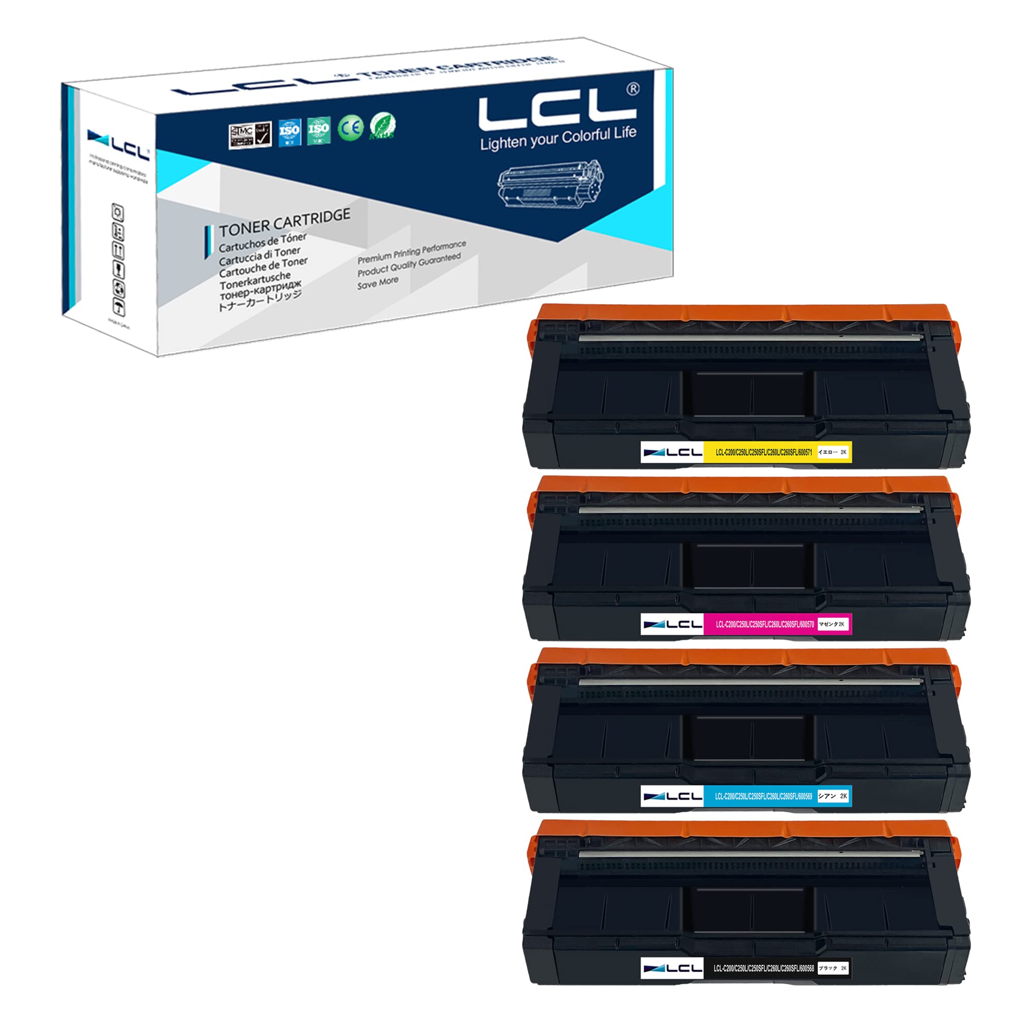 Rakuten - LCL RICOH用 リコー用 C200 C250L C250SFL C260L C260SFL 600568 600569 600570 600571 再生トナーカートリッジ (4色セット ブラック シアン マゼンタ イエロー)対応機種:Ricoh Ip