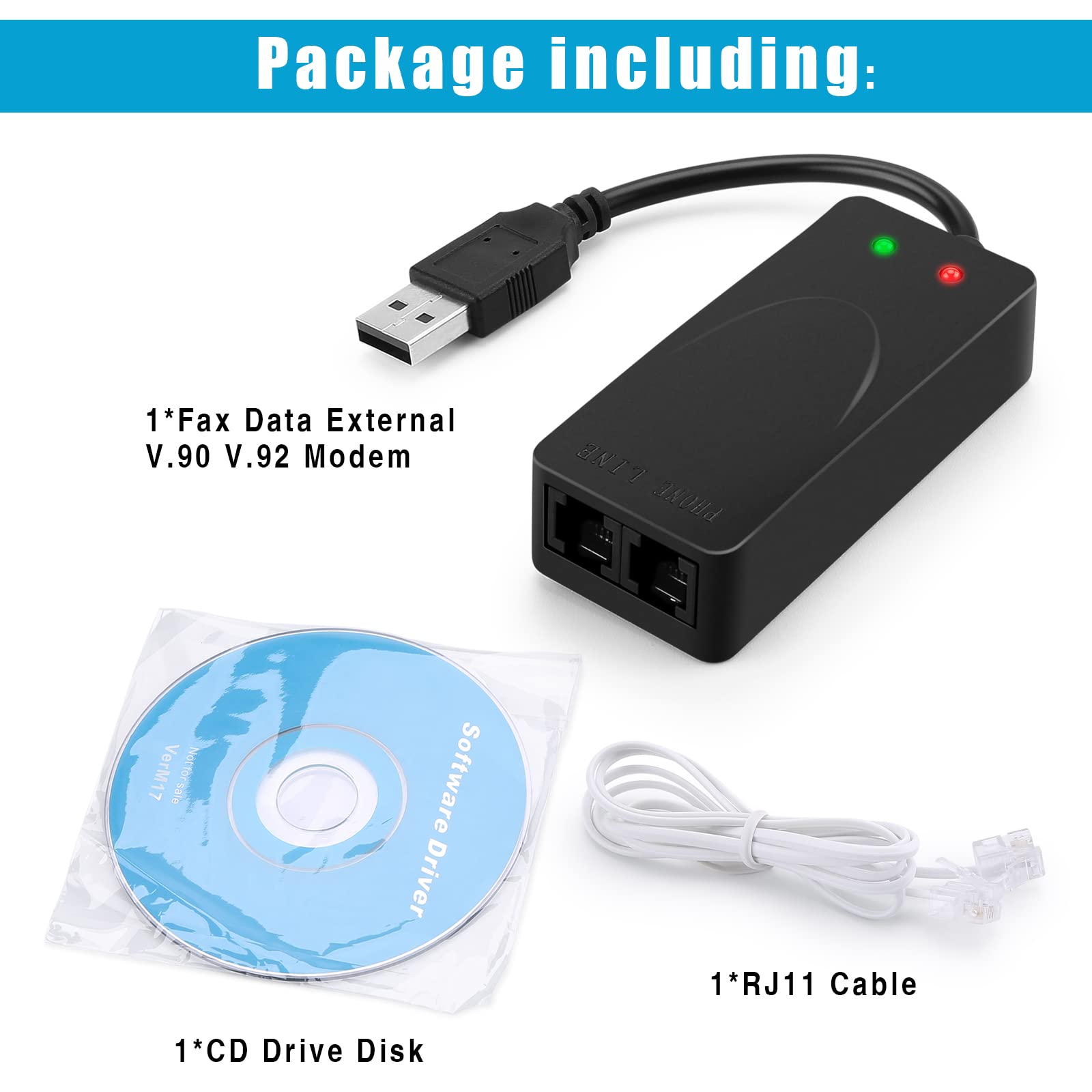 AGPtek External USB2.0 FAX MODEM�ե��å�����ǥ� fax��ǥ� ���ʥ��� �ǥ奢��ݡ��ȡ�IN/OUTü���դ���56K V.92 V.90 CX93010 win7RJ11