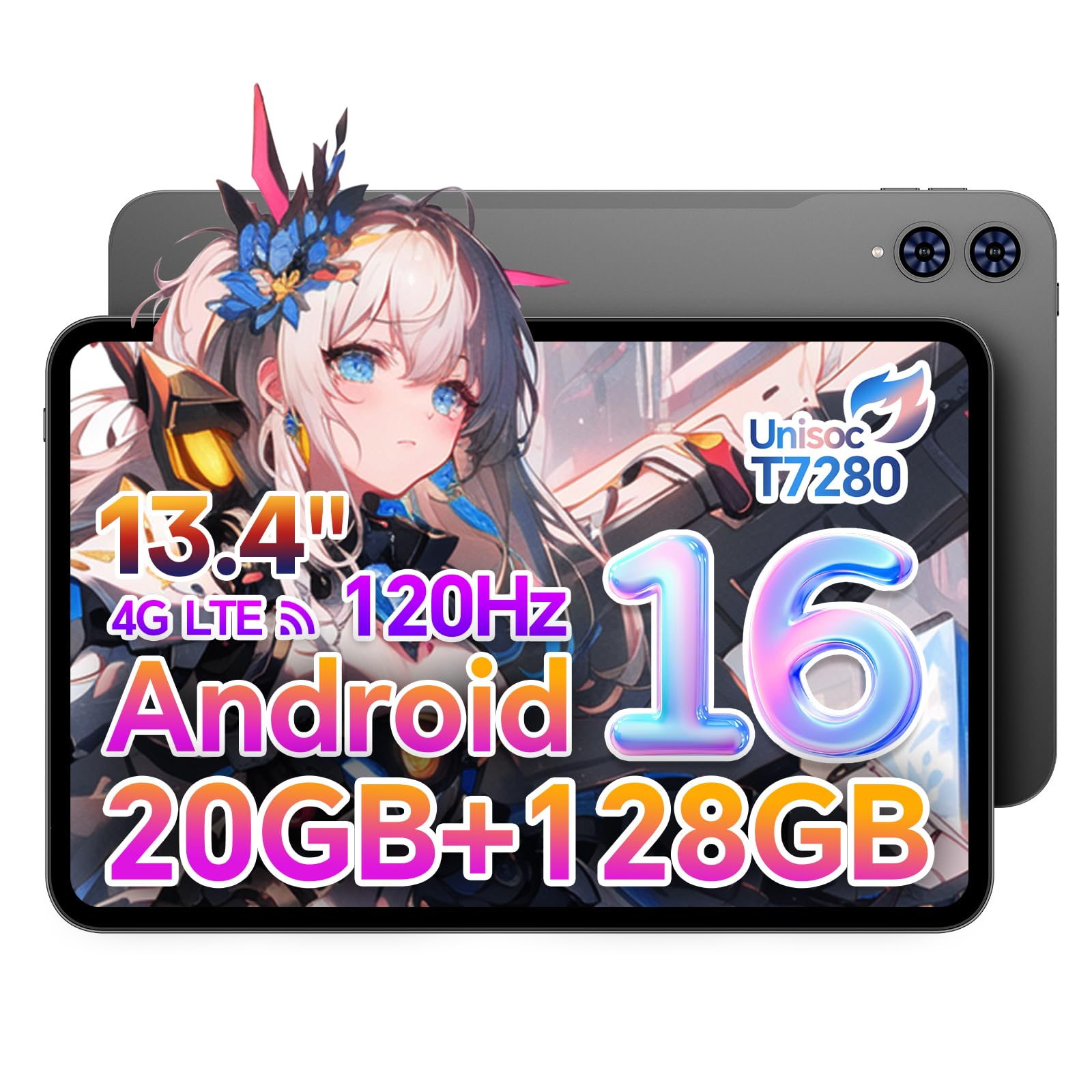 【2025 Android 16 タブレット】TECLAST T65 13 インチ タブレット 120Hz 画面リフレッシュレート, 20GB RAM+128GB ROM, T7280 (T620) プロセッサ Tablet, SIM カード対応, 3.5