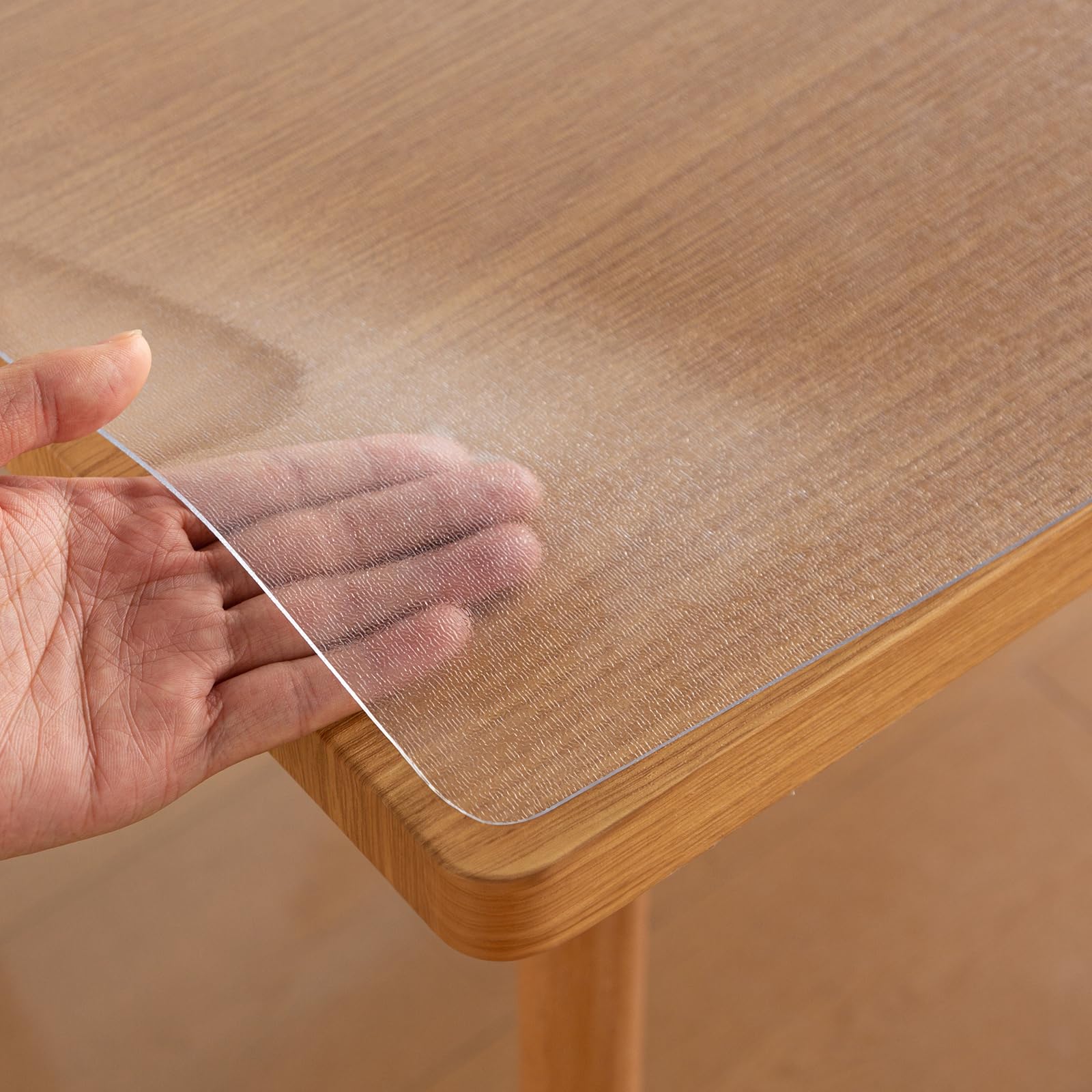 Bloomlover テーブルクロス エンボス加工 85x180cm 厚さ1.5mm 透明 PVC製 テーブルマット 気泡なし つや消し 長方形 ビニール 矩形 テーブルカバー 防水 汚れ防止 撥水加工 (エンボス 厚さ1.5mm, 85*180cm)