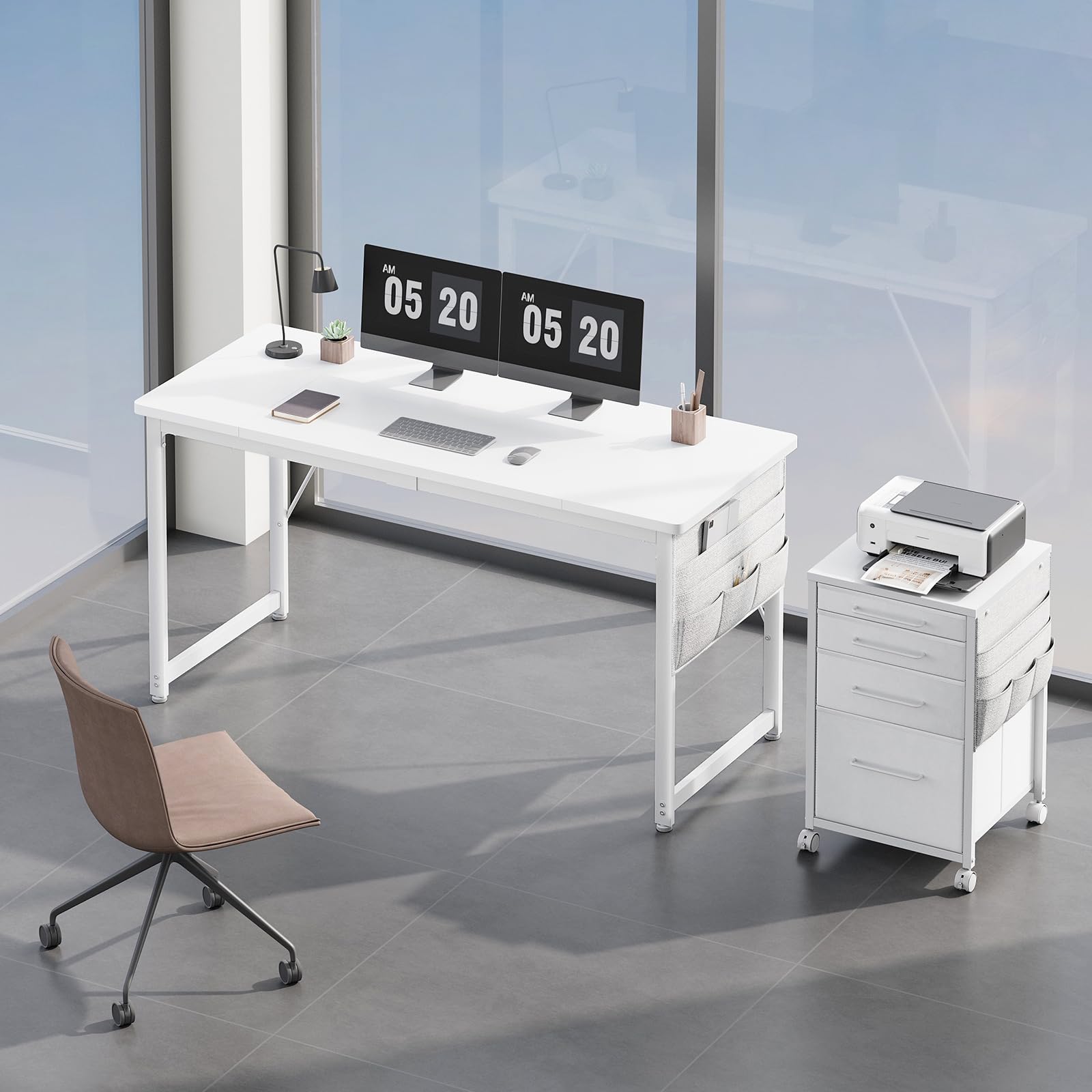 YeTom 机 デスク パソコンデスク pcデスク 幅140*奥行60cm つくえ 収納袋付き勉強...