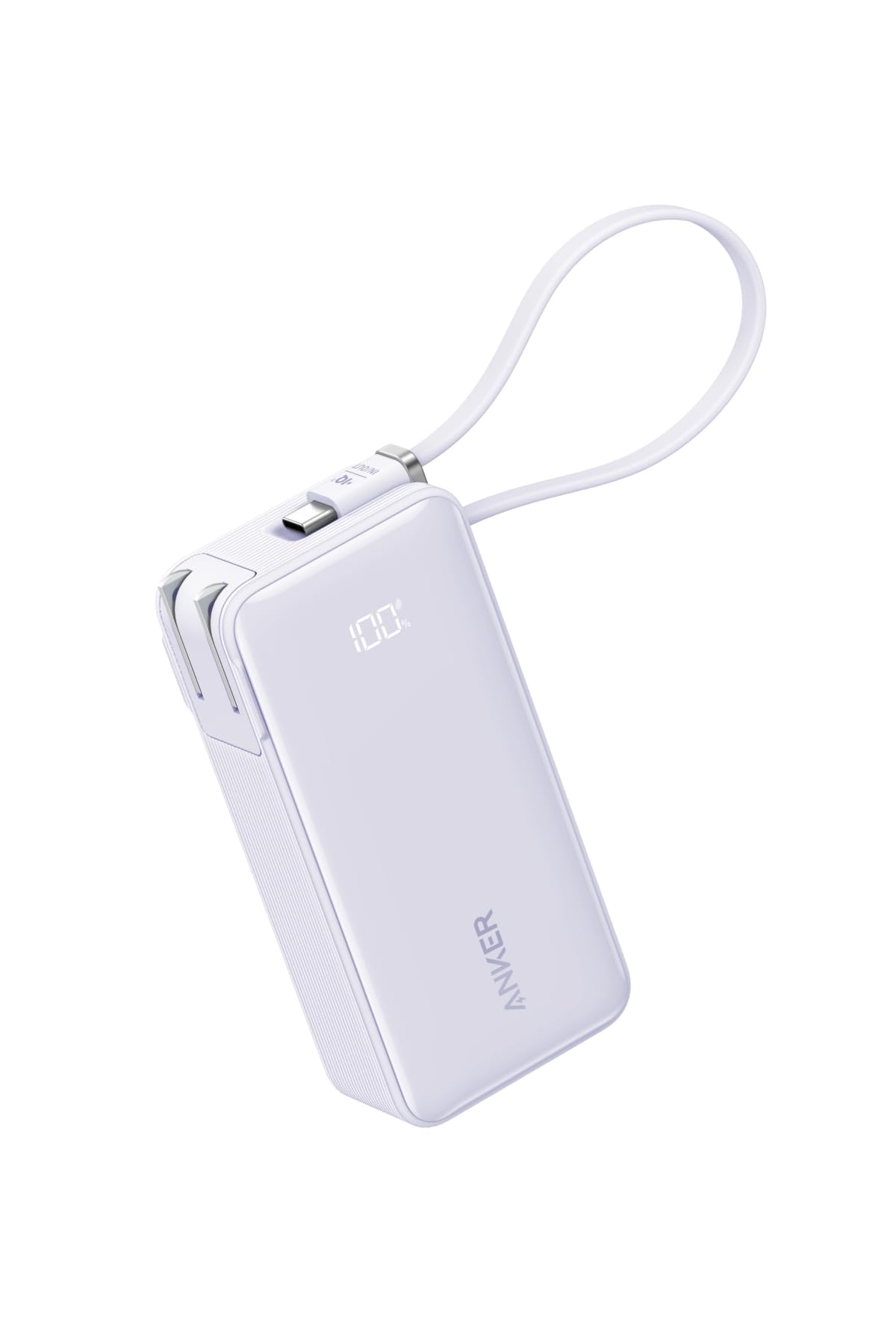 Anker Power Bank (10000mAh, Fusion, Built-In USB-C ケーブル) (10000mAh 30W出力モバイルバッテリー搭載 30W出力充電器) / LEDディスプレイ搭載/USB-Cケーブル一体型/コンセント一体