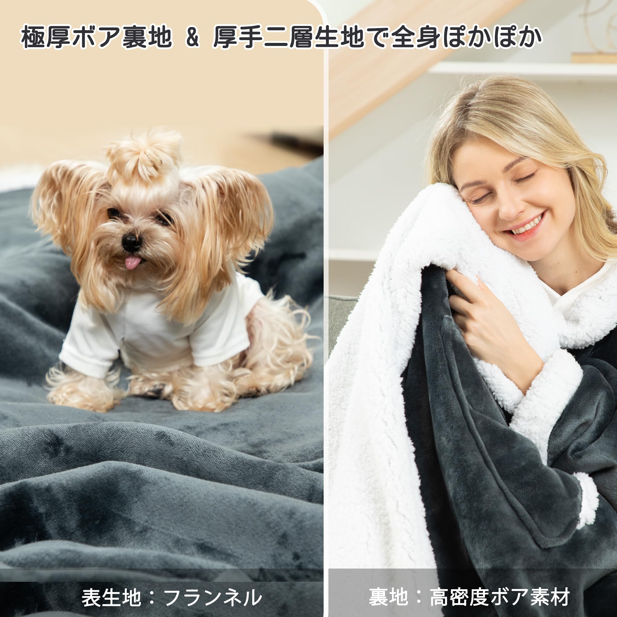 [Winthome] 袖付き毛布 裏ボア 極暖 着るブランケット 大人用 厚手 メンズ レディース 大きいサイズ 冬 防寒 ソファー オフィス リビング 暖かい 洗える ギフト対応 ポケット付き (ワインレッド, 140×180CM) makana---10550296 SelectSHOP 岐阜 楽天市場店 サンプル画像3
