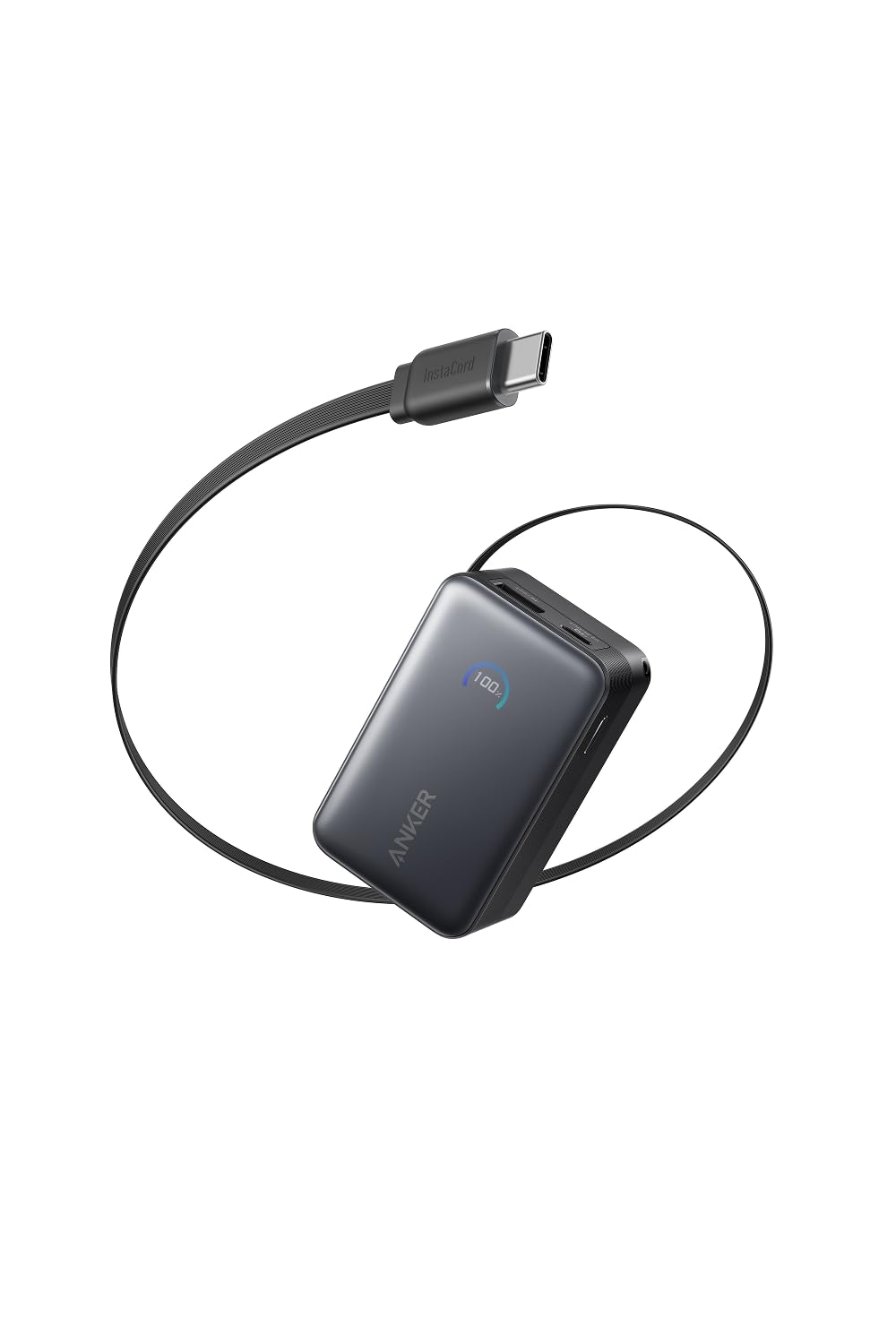 Anker Nano Power Bank (10000mAh, 45W, 巻取り式 USB-Cケーブル) 10000mAh 45W出力 / LEDディスプレイ搭載/USB-Cケーブル一体型/巻取り式ケーブル/iPhone 17 / 16 / 15シリーズ