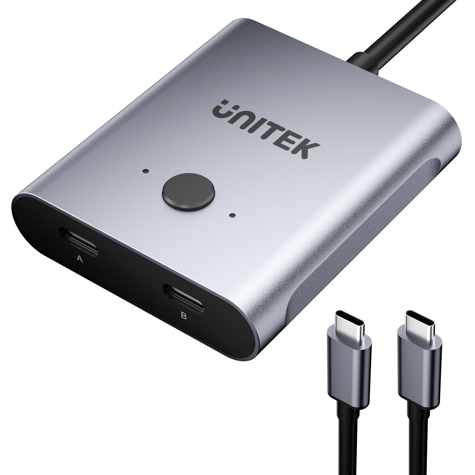 Unitek USB-C KVMスイッチャー スイッチング 1in2out/2in1out USB双方向スイッチセレクター 2台のコンピュータで1台のデバイスを共有 USB 8K@60Hzビデオ 10Gbpsデータ転送 100W充電 USB-Cケーブル付属