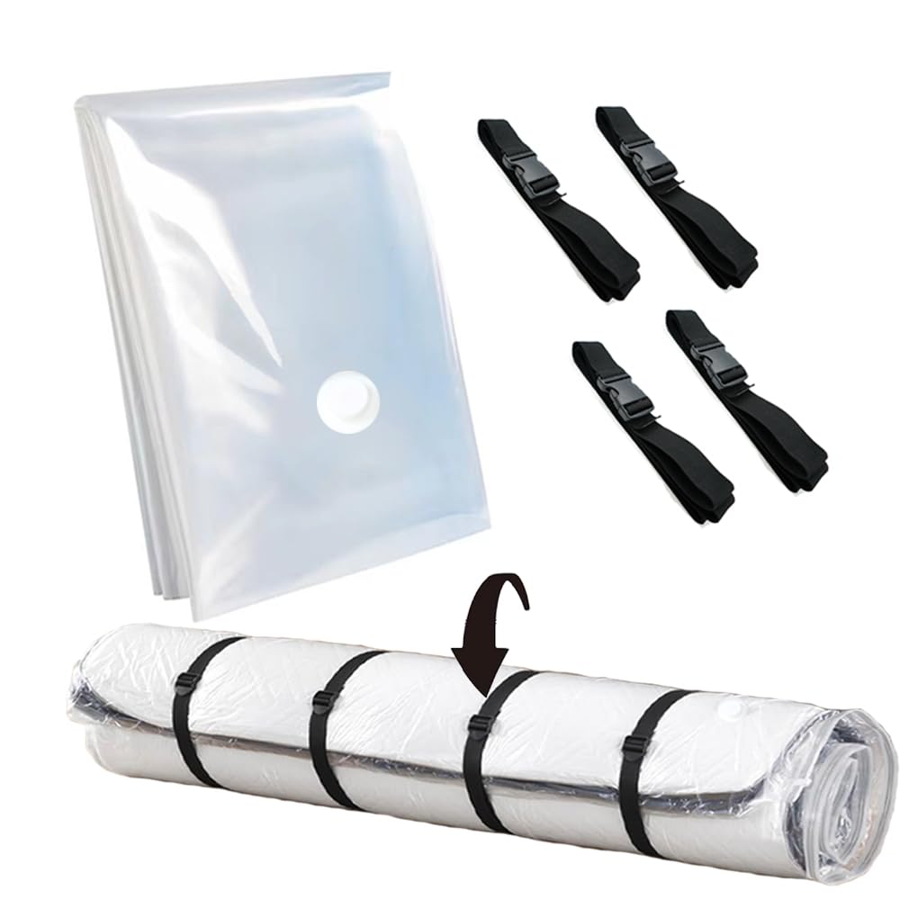 TXCAOT マットレス 圧縮袋 シングル 布団圧縮袋 収納袋 4本のロープが 240*130cm シングル セミダブル ..