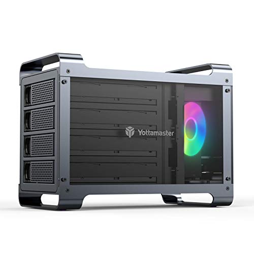 楽天SelectSHOP 岐阜 楽天市場店Yottamaster 3.5インチ HDDケース USB3.0接続 RGBファン搭載 ゲーミング 4Bay外付けハードディスクケース 4台搭載可能 SATA3.0対応 ハードドライブエンクロージャ アルミ グレー[DF4U3]