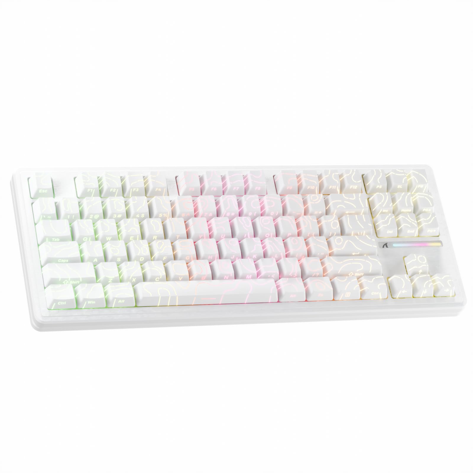 ATTACK SHARK M87PRO コンパクト 3モード メカニカルキーボード Bluetooth/ワイヤレス/有線 2.4GHz TYPE-C 87キー 80% 配列 RGBライト ホットスワップ対応 ガスケット構造 ゲーミングキーボード 白翡翠軸