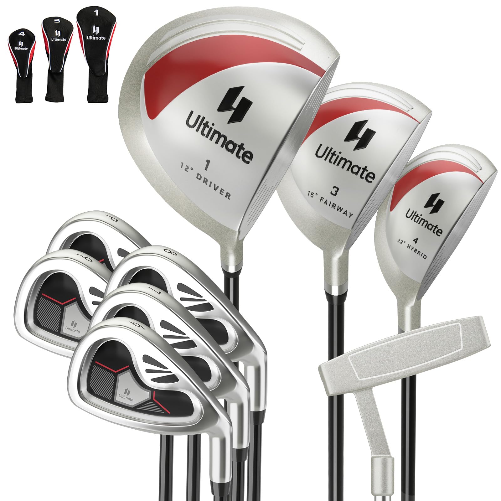 Giantex クラブセット 9本 右用 キャディバッグ無し レディース 初心者 経験者 (レッド)