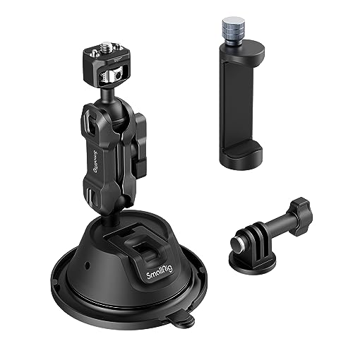 SmallRig 車載カメラマウント 吸盤式 スマホ用ハンドル用クランプ付き GoPro 11 / 10 / 9 / 8 / 7対応、Insta360 ONE R / ONE X / ONE X2 / X3対応、DJI Osmo Action / Acti