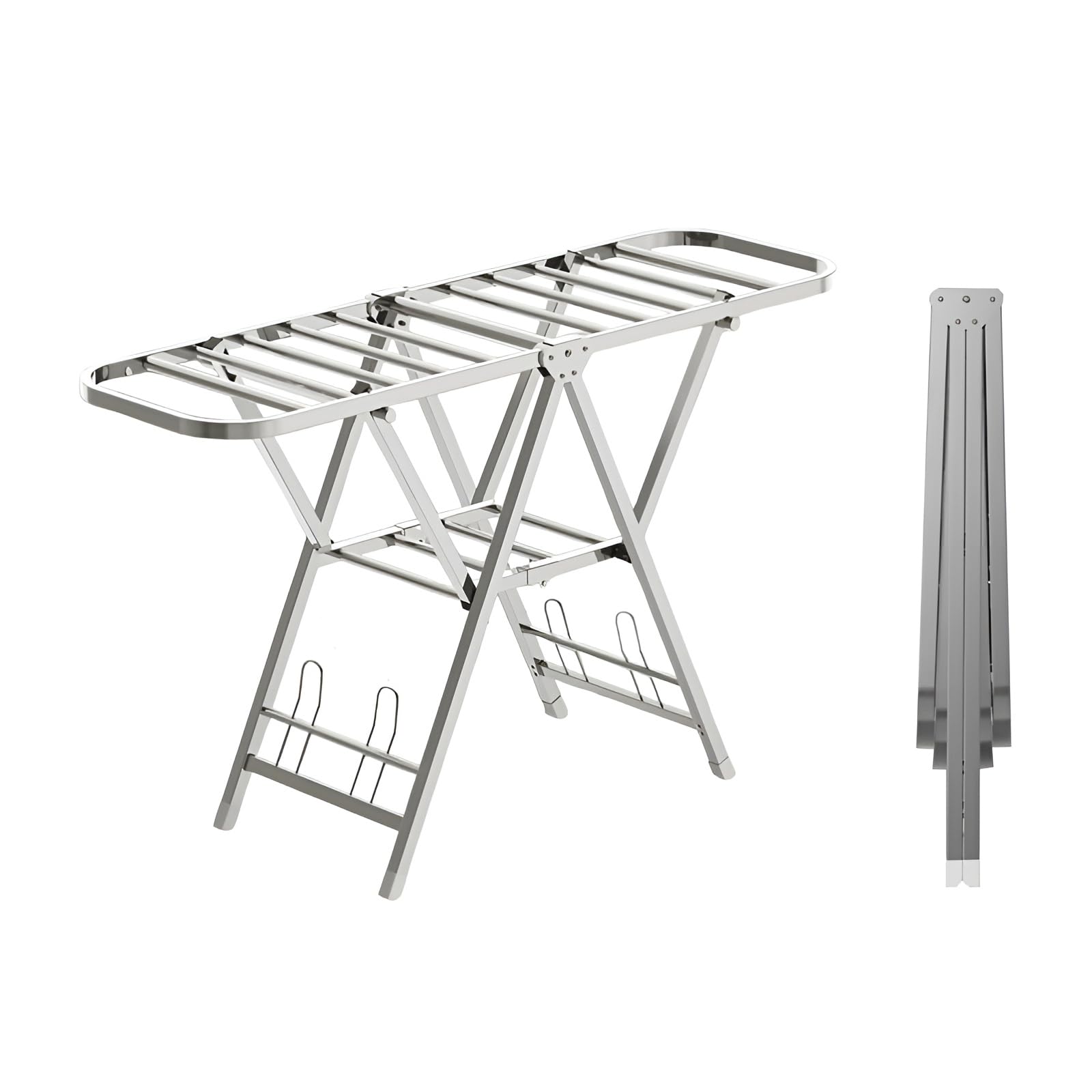 Aikenn 物干しスタンド 物干しラック 物干し竿 洗濯物干し 布団干し 室内 屋外 ベランダ コンパクト 洗濯干し台 高さ調節 折り畳み式 キャスター付き ...