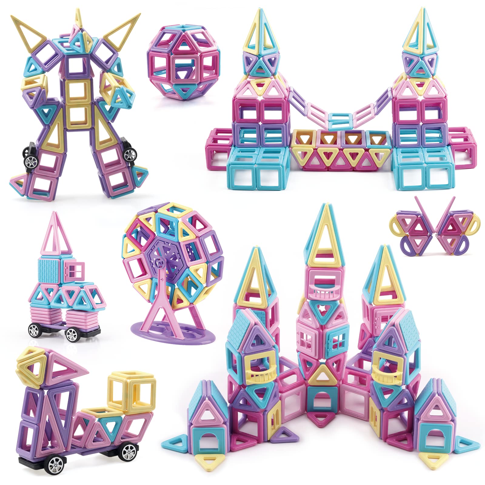 AMYCOOL マグネット ブロック 162PCS クラシック磁石玩具 ブロックラボ 知育 DIY 知育玩具 創造力育てる マグネットおもちゃ 小学生 孫 男の...