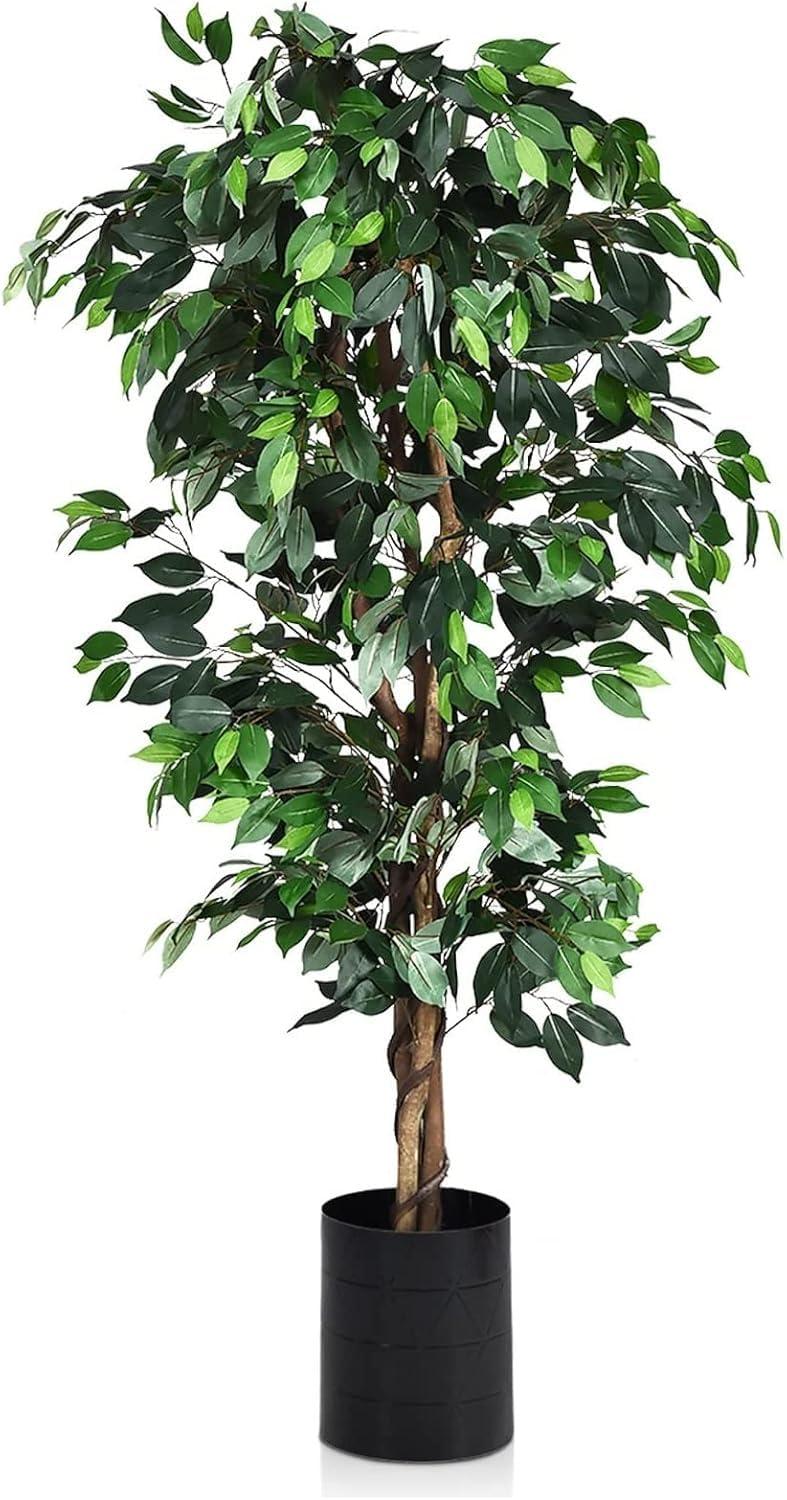 乐天商城 - Tangkula 観葉植物 フェイクグリーン 180cm フェイク 植物 インテリア おしゃれ フェイク グリーン 大型 室内 屋外 ガジュマル 玄関 インテリア 人工観葉植物 観葉樹 引越し祝い 北欧 水やり不要 枯れない (180cm榕樹)