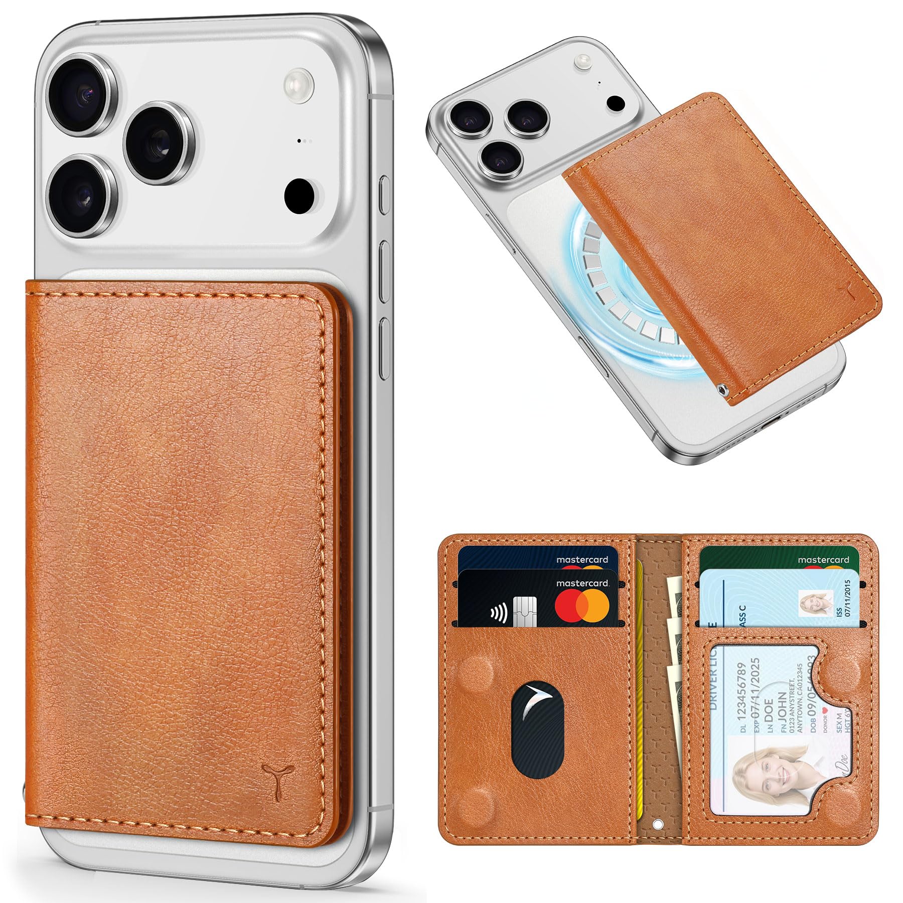 Rakuten - [TUCCH] スマホ カードケース 磁気吸着 6枚カード収納 [RFIDブロッキング] PU合皮 脱着簡単 軽量 背面 カードウォレット 磁気ウォレットケース iPhone17/16/15/14/13/12シリーズ対応 ライトブラウン