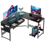 YeTom ゲーミングデスク パソコンデスク 机 l字デスク 125cm x 125cm ゲーミングテーブル pcデスク収納袋付き学習机 computer desk 作業机 gaming desk 引き出し付きデスク 黒い