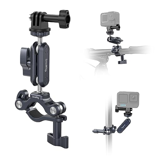 SmallRig スーパークランプ GoPro/DJI/Insta 360用 ハンドルバー取付可能 アクションカメラマウント付き 360度回転 バイク/オートバイ対応 耐荷重 0.5kg アクションカメラ オートバイカメラマウントに最適 4191