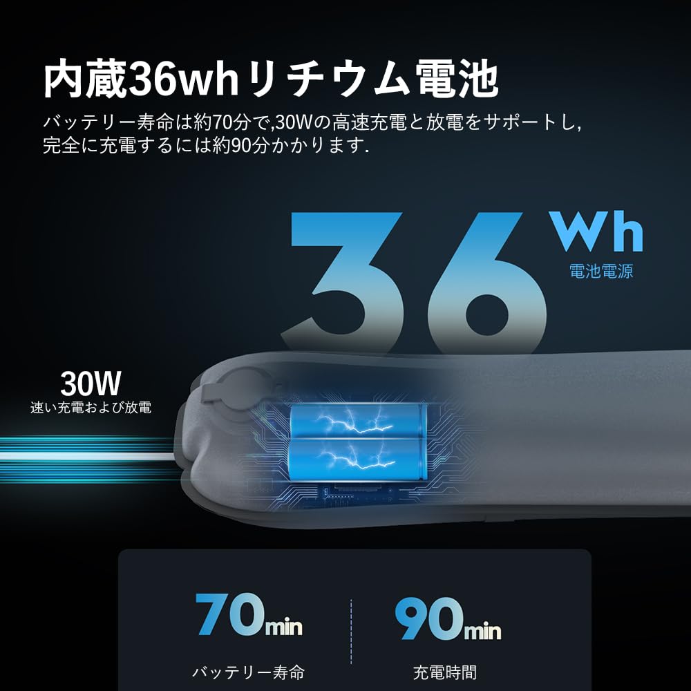 Ambitful GC30R 30W RGB インフレータブル チューブ ライト マグネット デザイン、90cm ポータブル TPU ハンドヘルド LED ビデオ ライト、2000K-10000K 調光可能、16 種類の FX エフェクト付き、CRI 95 3