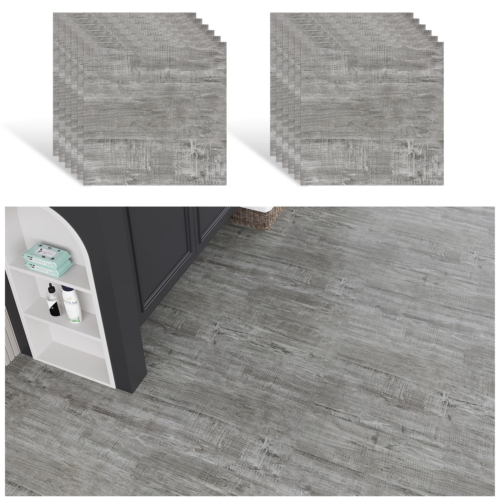 VEELIKE フロアタイル 木目調 クッションフロア 接着剤不要 貼るだけ・置くだけ フローリング タイルカ..