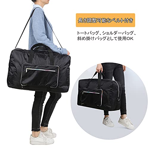 Leweet ボストンバッグ 大容量 旅行バッグ 折りたたみ ボストンバッグ 50L 軽量 撥水 入院バッグ 可愛い ボストンバッグ レディース 旅行カバン 大容量 靴収納旅行バッグ スーツケース固定/機内持ち込み/修学旅行1泊 2泊 (ブラック) makana---10419340 SelectSHOP 岐阜 楽天市場店 サンプル画像3