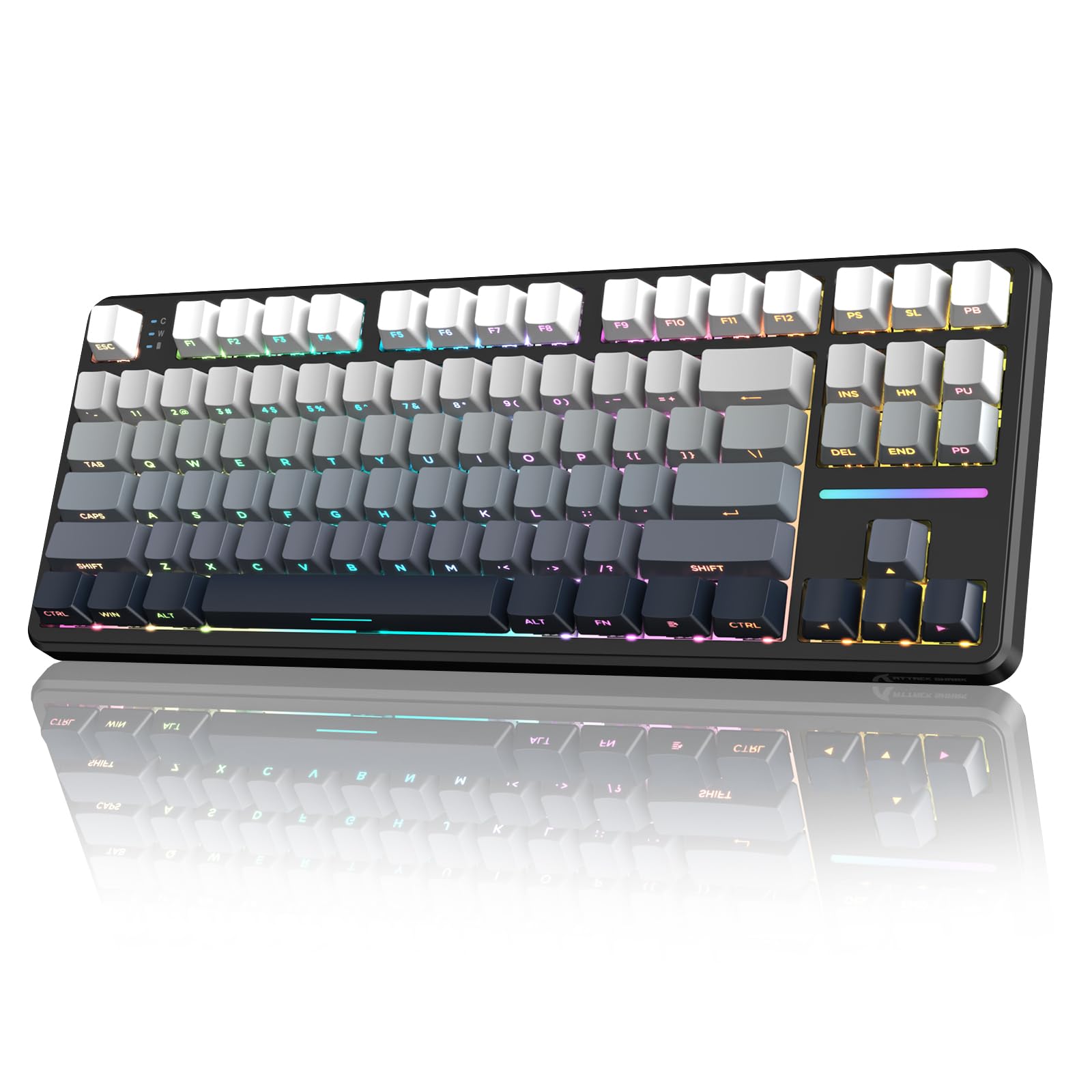 ATTACK SHARK×MAMBASNAKE X87 ゲーミングキーボード ブルーベリースイッチ ガスケットマウント リニア サイド刻印彫刻PBTキーキャップ OEMカスタマイズ 無線 RGB 3接続モード 2.4G/Bluetooth/USB-C TF