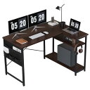 YeTom デスク l字デスク 机 pcデスク右棚左棚 幅107cm 勉強机 桌子 作業机 ワークデスク computer desk bàn h?c 学習机 収納袋付きパソコンデスク コーナーデスク モニターアーム取付対応 ダークブラウン