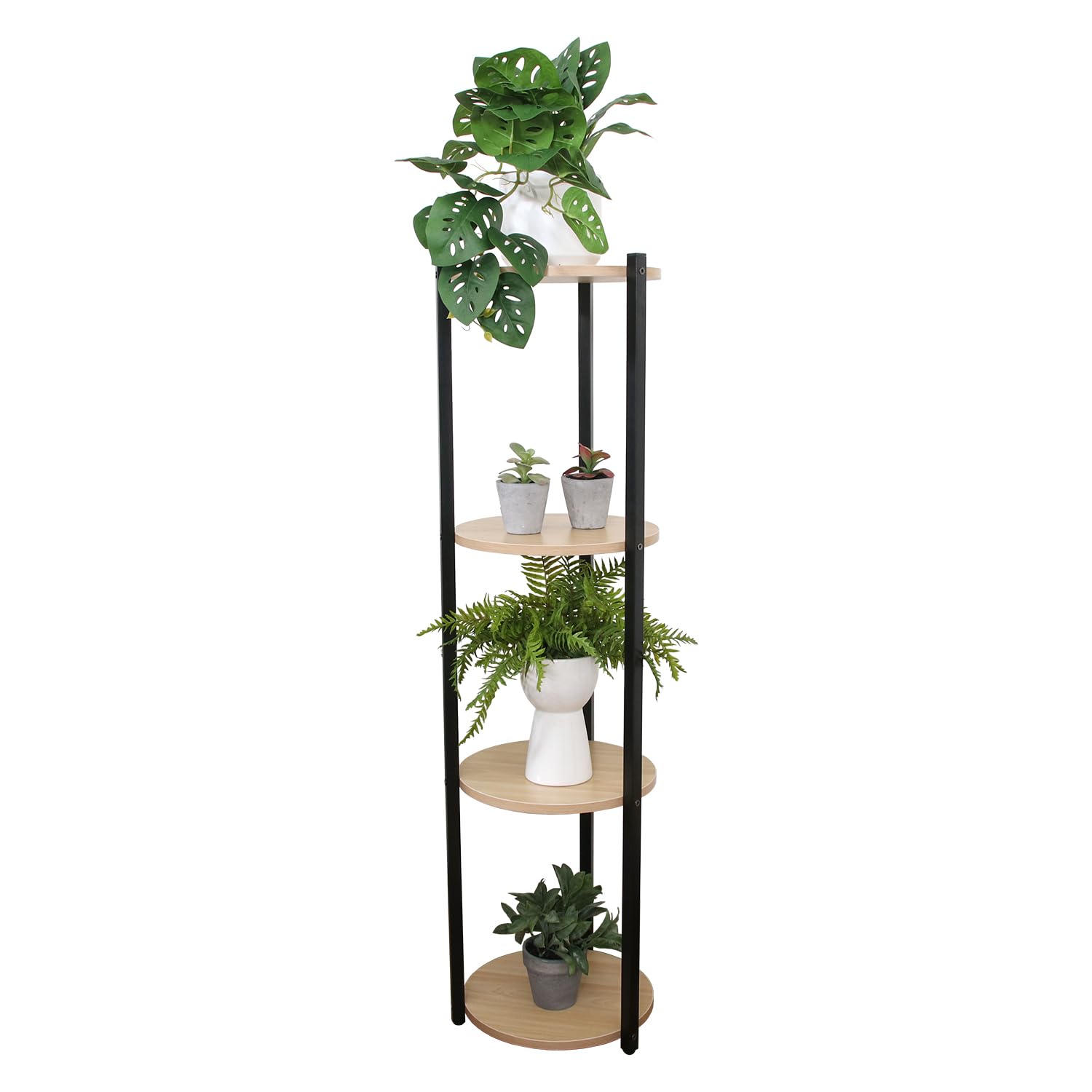 Rakuten - 不二貿易 フラワースタンド 屋内 ディスプレイラック 4段 幅31×奥行33×高さ120cm ブラック 生活雑貨 小物収納 63773