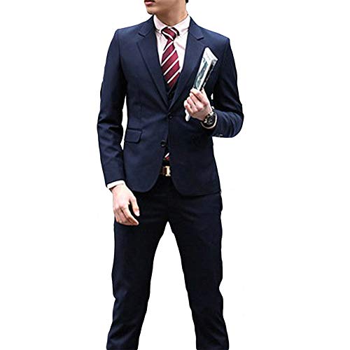 [YFFUSHI] スーツ メンズ 上下セット 二つボタン ビジネススーツ スリム 黒 グレー ネイビー 大きいサイズ S-4XL 3色