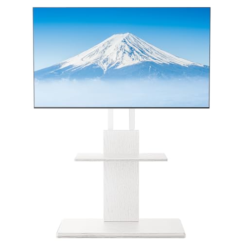 楽天SelectSHOP 岐阜 楽天市場店Perlegear テレビスタンド 壁寄せ ハイタイプ tv stand テレビ台 壁掛け 32-70インチ対応 VESA/横100-600mm/縦100-400mm 耐荷重45kg 12段目高さ調節 左右20度首振り 木目調ホワイト PGFS10W