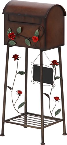 不二貿易 メールボックス ローズ 横型 ブラウン 棚付き 黒板付き 96761