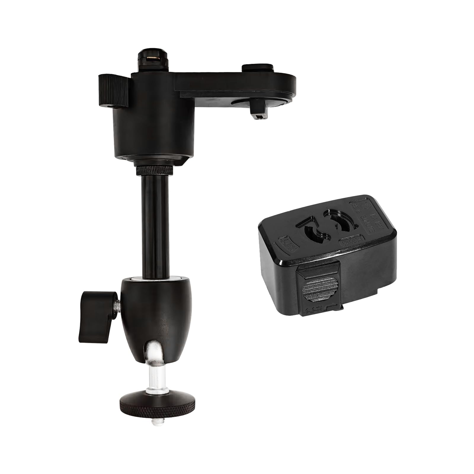 Rakuten - Pispoer プロジェクタハンガー，プロジェクター取付部品，ダクトレール式，1/4インチ ネジ，耐荷重5Kg，ブラケットプロジェクター取付用，ダブルロック固定設計，角度調整が可能，高さ2段階調整，付属ライティングレール用抜止コンセント,ブラック