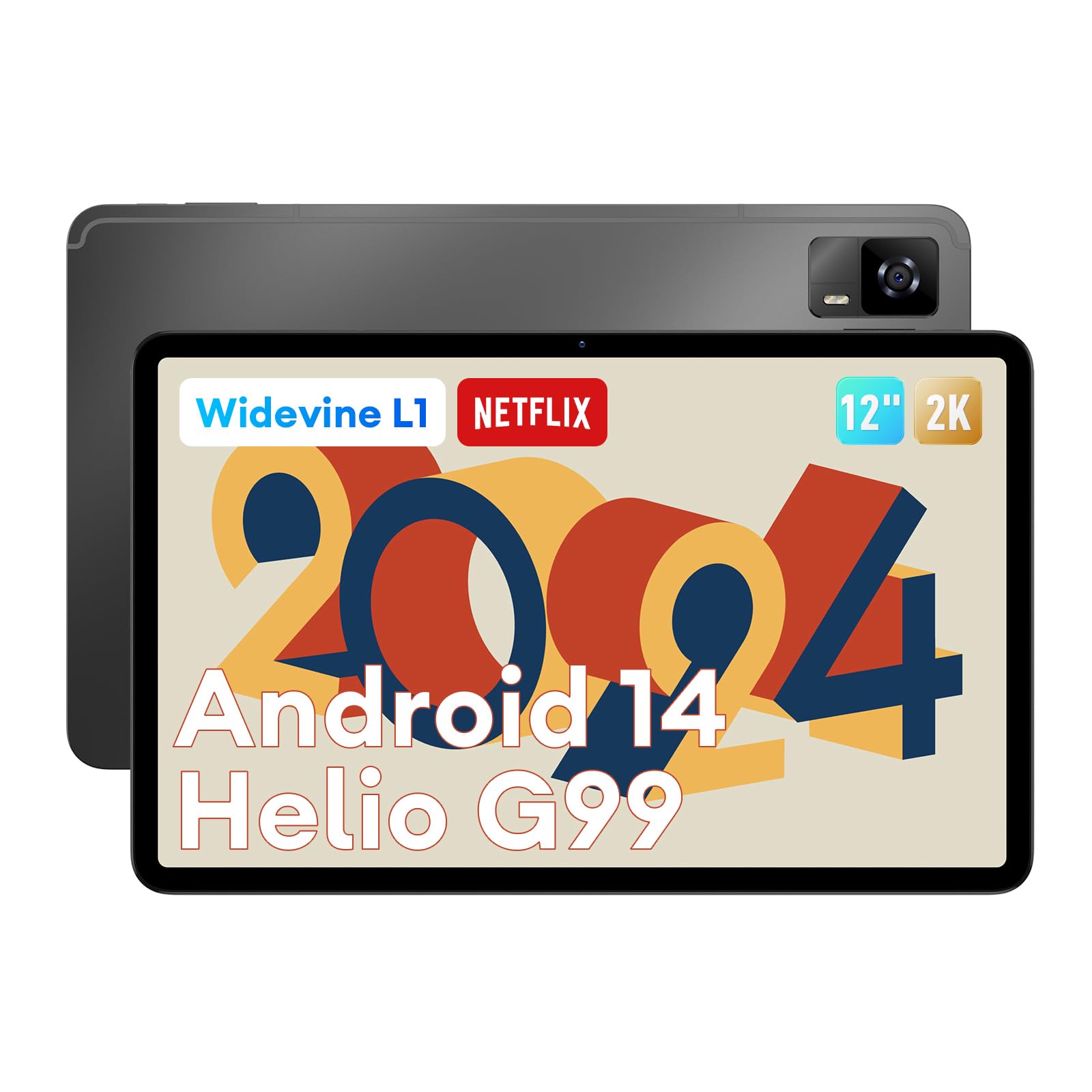 楽天SelectSHOP 岐阜 楽天市場店【2024初登場 Widevine L1対応 G99】Headwolf HPad6 Android 14 タブレット 12インチ、2000x1200 FHDスクリーン、20GB（8+12拡張） RAM、256GB ROM、8800mAh、18W急速充電、8