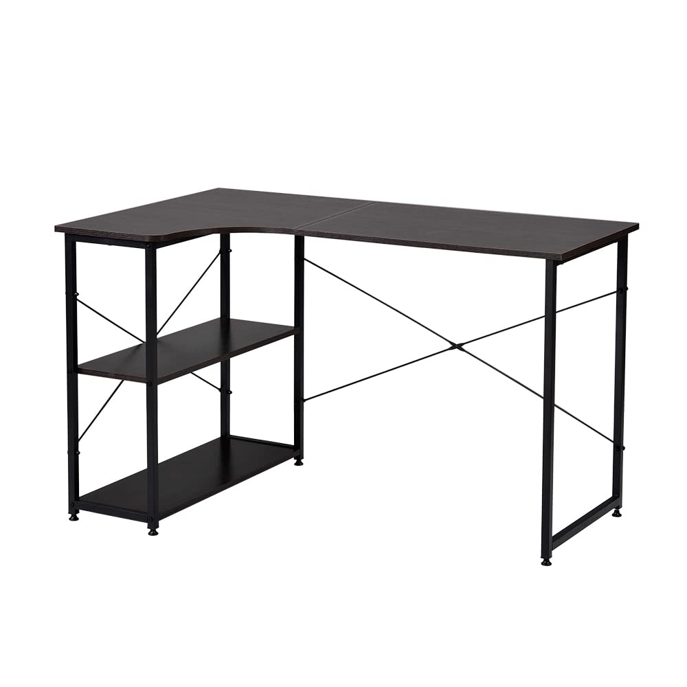 楽天SelectSHOP 岐阜 楽天市場店OSJ l字デスク 120cm幅 ラック付きパソコンデスク PCデスク コーナーデスク パソコンデスクl字型ランキング コンパクト グラつき防止 木製 木目調 机 PC 在宅勤務 リモートワーク ゲーム 収納台 ミシン台 学習机 勉強机