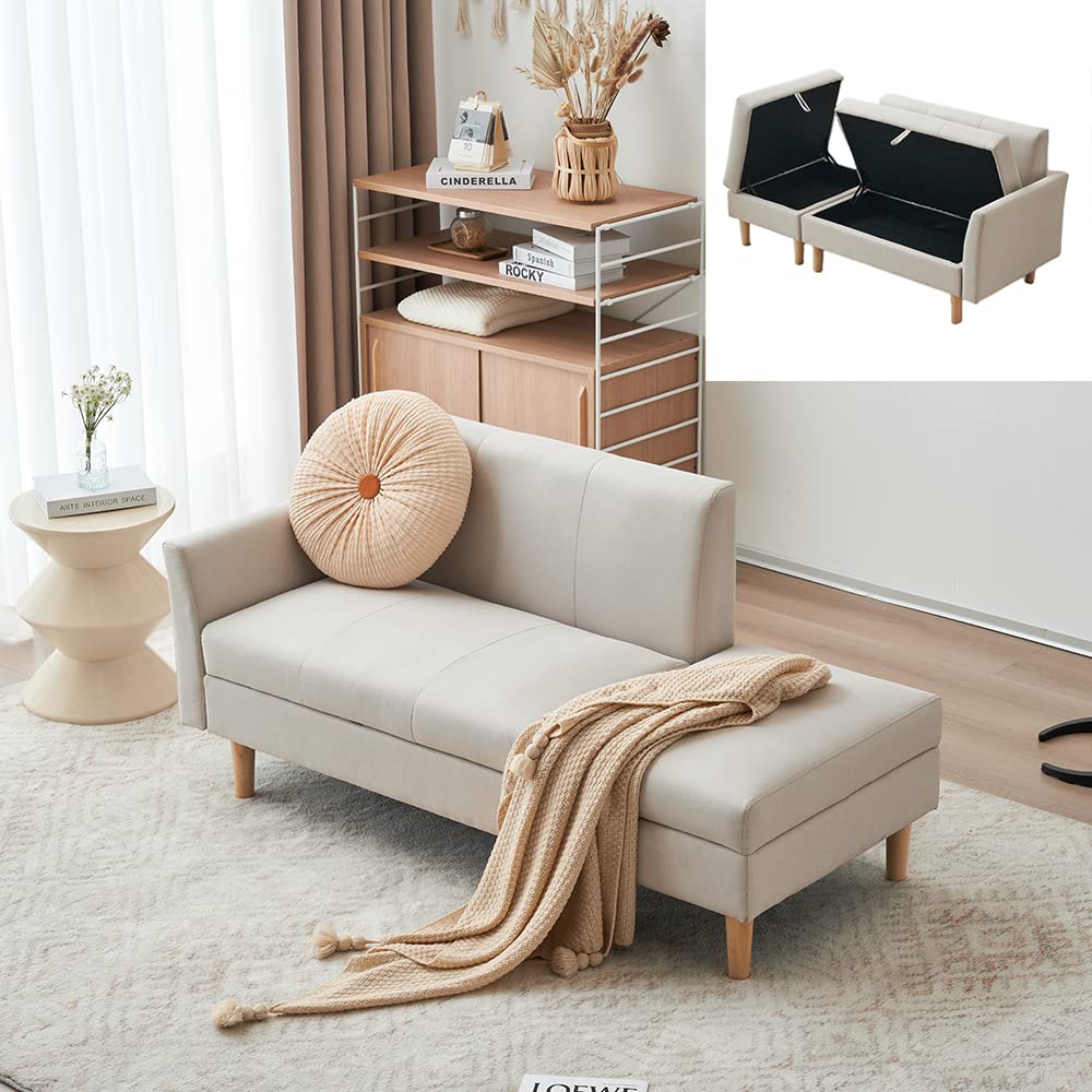 オーエスジェイ(OSJ) ソファ ソファー 2人掛け 収納付き ソファー オットマン付き 左右に使える片肘 幅146cm 木脚外し可能 コンパクト ローソファ コンパクト おしゃれ ひとり暮らし ファブリック カウチソファー