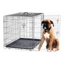 PETAPPY 犬 ケージ 中型犬 大型犬 ペットケージ ダブルドア付き トレー付き 組立簡単 室内外兼用 幅107x奥行71.5x高さ77.5cm 折り畳み 犬用ケージ ド 持ち手付き 移動便利 ドッグゲージ