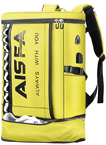 [AOSLE] リュックメンズ 底部拡張30L-35L 靴/弁当収納 高耐久のSBS製ダブルジッパー 防災 防水 出張 登山 反射ストリップ 盗難防止 bag