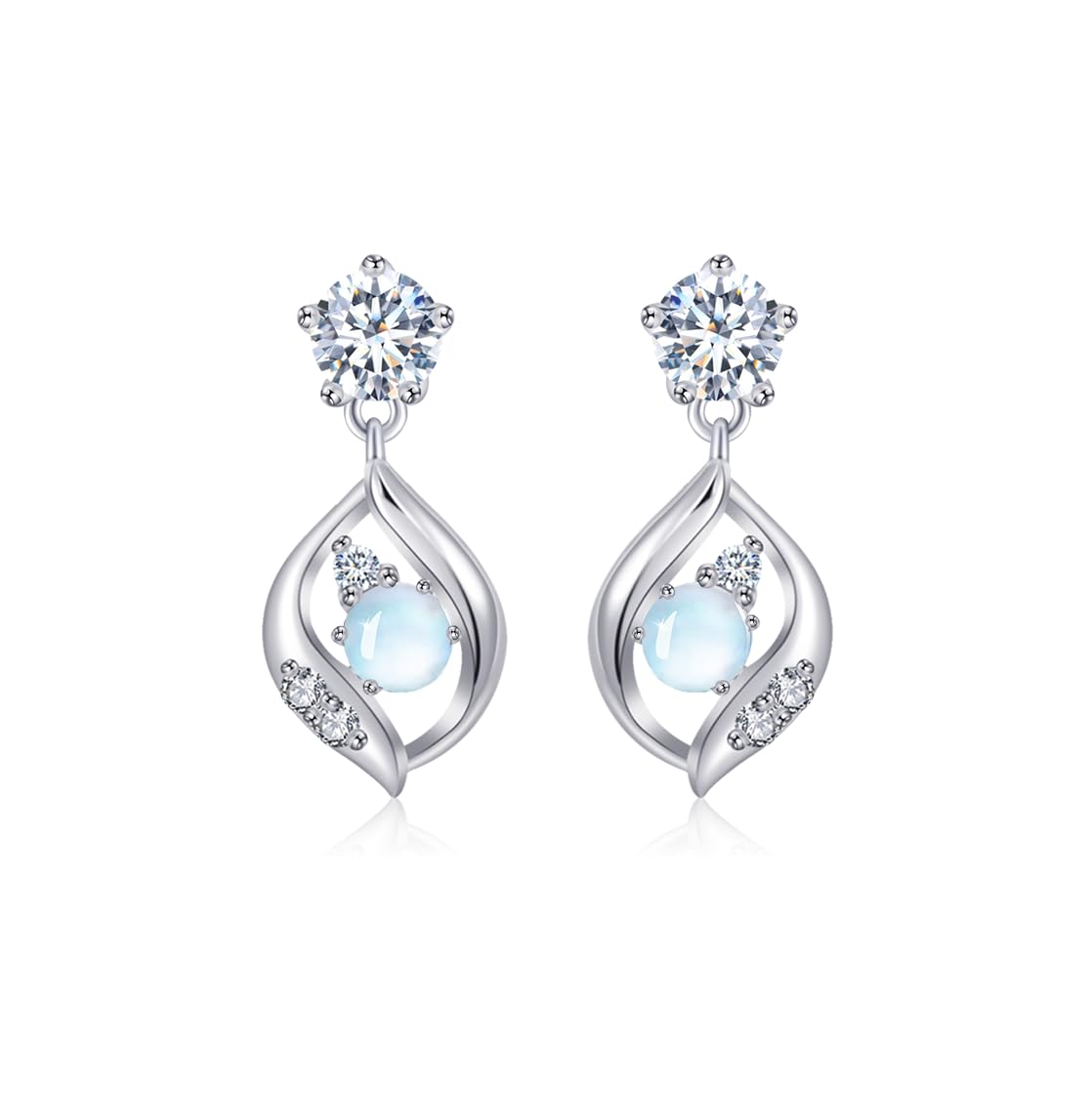 Free bird ムーンストーン ピアス レディース 人気 「幸運な葉」 金属アレルギー対応 ピアス つけっぱなし 5A ジルコニア 6月 誕生石 ジュエリー...